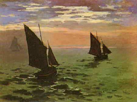 Claude Monet Fishing Boats at Sea Sweden oil painting art